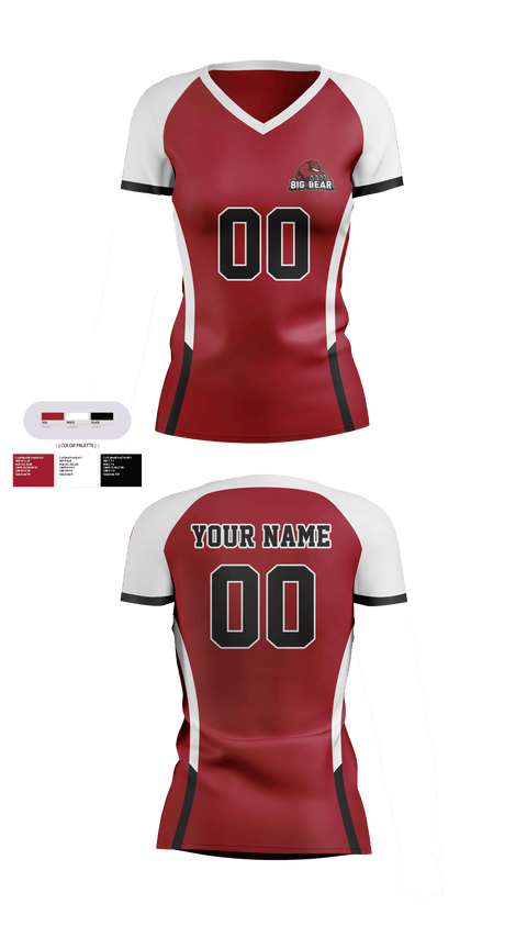 Women's Short Sleeve Vneck Shirt, Big Bear High School Volleyball, Women's Volleyball, Teamtime, Team time, sublimation, custom sports apparel, team uniforms, spirit wear, spiritwear, sports uniforms, custom shirts, team store, custom team store, fundraiser sports, apparel fundraiser