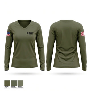 Womens Long Sleeve Vneck Shirt, PERT, Marines, Teamtime, Team time, sublimation, custom sports apparel, team uniforms, spirit wear, spiritwear, sports uniforms, custom shirts, team store, custom team store, fundraiser sports, apparel fundraiser