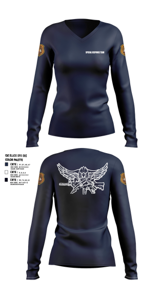 Womens Long Sleeve Vneck Shirt, Special Response Team, Police, Teamtime, Team time, sublimation, custom sports apparel, team uniforms, spirit wear, spiritwear, sports uniforms, custom shirts, team store, custom team store, fundraiser sports, apparel fundraiser
