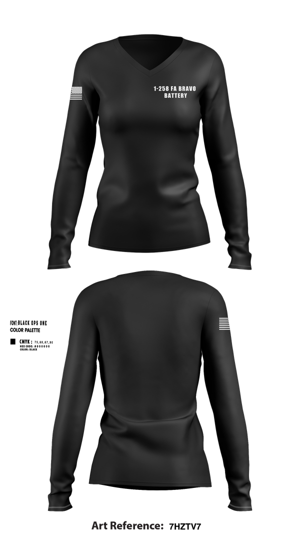 Womens Long Sleeve Vneck Shirt, 1-258 FA BRAVO BATTERY, , Teamtime, Team time, sublimation, custom sports apparel, team uniforms, spirit wear, spiritwear, sports uniforms, custom shirts, team store, custom team store, fundraiser sports, apparel fundraiser