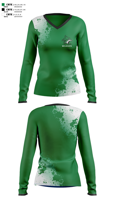Wildcats 21519893 Women's Long Sleeve V-neck Shirt - 1
