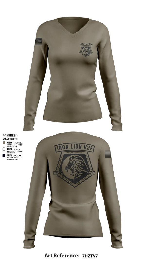 Womens Long Sleeve Vneck Shirt, 35th CSB H2F, Army, Teamtime, Team time, sublimation, custom sports apparel, team uniforms, spirit wear, spiritwear, sports uniforms, custom shirts, team store, custom team store, fundraiser sports, apparel fundraiser