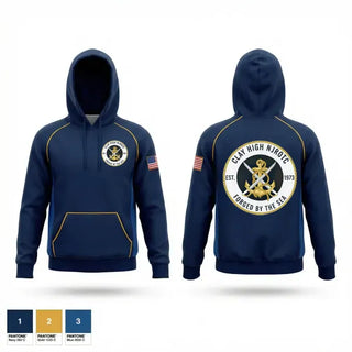 Hoodie, Clay High NJROTC, Navy, Teamtime, Team time, sublimation, custom sports apparel, team uniforms, spirit wear, spiritwear, sports uniforms, custom shirts, team store, custom team store, fundraiser sports, apparel fundraiser