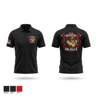 Short Sleeve Performance Polo, Oldsmar Fire Rescue, Fire Department, Teamtime, Team time, sublimation, custom sports apparel, team uniforms, spirit wear, spiritwear, sports uniforms, custom shirts, team store, custom team store, fundraiser sports, apparel fundraiser