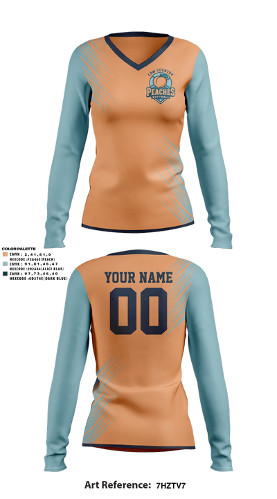 LowCountry Peaches 59318309 Women's Long Sleeve V-neck Shirt - 2