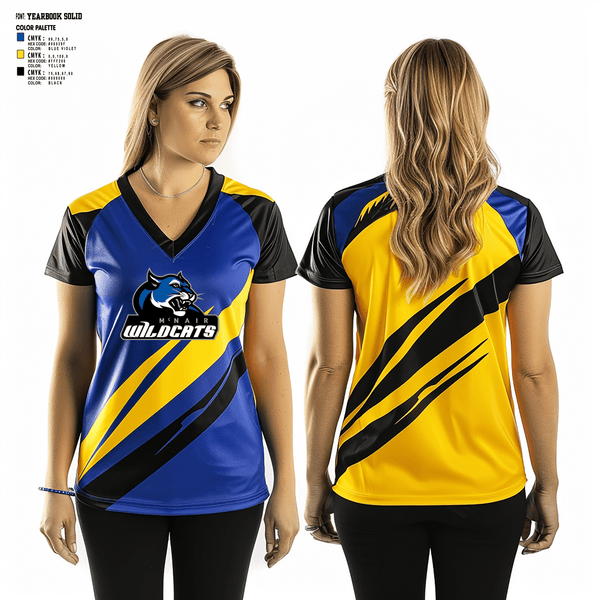 Women's Short Sleeve Vneck Shirt, Wildcats, Cheer, Teamtime, Team time, sublimation, custom sports apparel, team uniforms, spirit wear, spiritwear, sports uniforms, custom shirts, team store, custom team store, fundraiser sports, apparel fundraiser