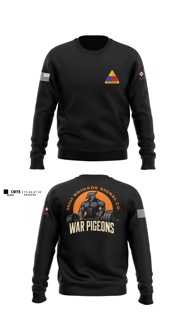 Crew Neck Sweatshirt, 261st War Pigeons, Army, Teamtime, Team time, sublimation, custom sports apparel, team uniforms, spirit wear, spiritwear, sports uniforms, custom shirts, team store, custom team store, fundraiser sports, apparel fundraiser