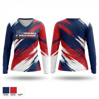 Womens Long Sleeve Vneck Shirt, Freedom Fastpitch, Softball, Teamtime, Team time, sublimation, custom sports apparel, team uniforms, spirit wear, spiritwear, sports uniforms, custom shirts, team store, custom team store, fundraiser sports, apparel fundraiser
