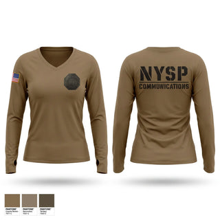 Womens Long Sleeve Vneck Shirt, NYSP Communications, Police, Teamtime, Team time, sublimation, custom sports apparel, team uniforms, spirit wear, spiritwear, sports uniforms, custom shirts, team store, custom team store, fundraiser sports, apparel fundraiser