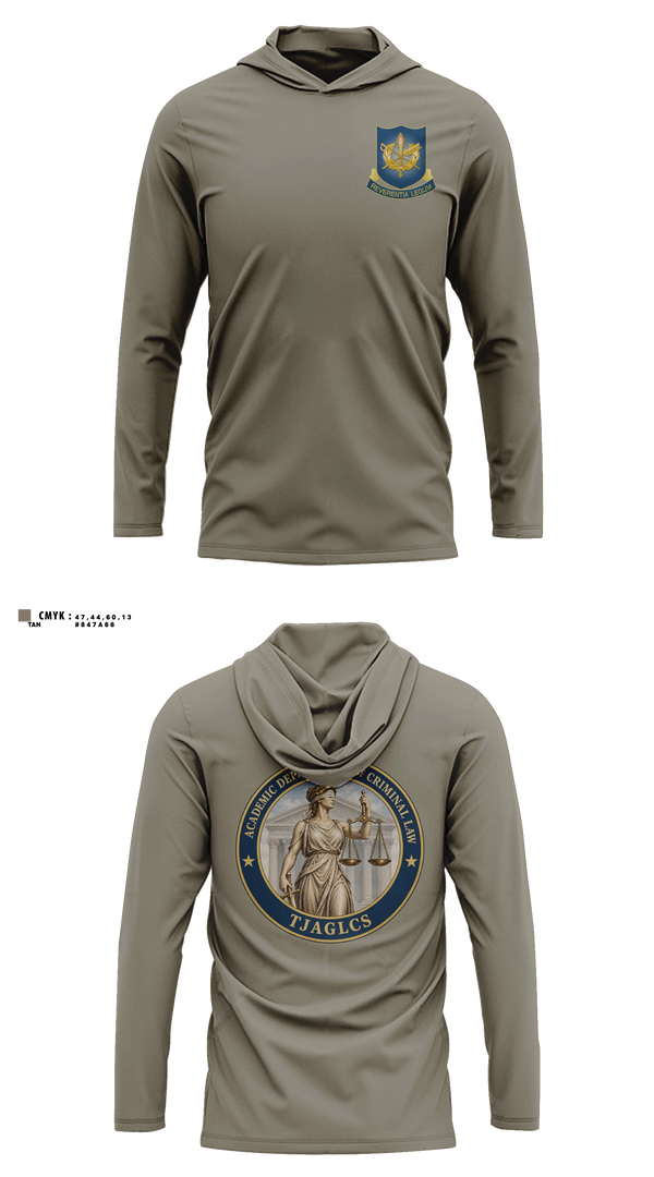 Long Sleeve hooded sunshirt, ADC, TJAGLCS, Army, Teamtime, Team time, sublimation, custom sports apparel, team uniforms, spirit wear, spiritwear, sports uniforms, custom shirts, team store, custom team store, fundraiser sports, apparel fundraiser