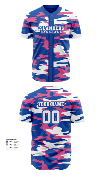Full Button Baseball Jersey, Islanders, Baseball, Teamtime, Team time, sublimation, custom sports apparel, team uniforms, spirit wear, spiritwear, sports uniforms, custom shirts, team store, custom team store, fundraiser sports, apparel fundraiser