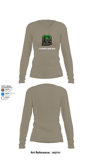 Womens Long Sleeve Vneck Shirt, Cloudcroft Bears Band, Spirit Store, Teamtime, Team time, sublimation, custom sports apparel, team uniforms, spirit wear, spiritwear, sports uniforms, custom shirts, team store, custom team store, fundraiser sports, apparel fundraiser