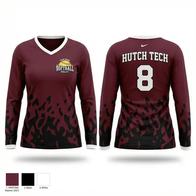 Hutch Tech Softball 52813975 Women's Long Sleeve V-neck Shirt - 1