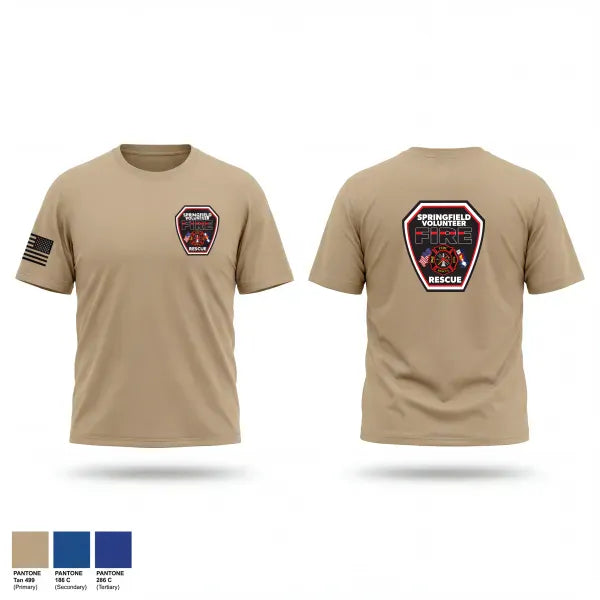 Old School Cotton Feel Shirt, Springfield Volunteer Fire Dept., Fire Department, Teamtime, Team time, sublimation, custom sports apparel, team uniforms, spirit wear, spiritwear, sports uniforms, custom shirts, team store, custom team store, fundraiser sports, apparel fundraiser