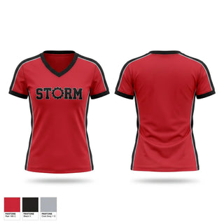 Womens Short Sleeve Vneck Shirt, Storm, Women's Soccer, Teamtime, Team time, sublimation, custom sports apparel, team uniforms, spirit wear, spiritwear, sports uniforms, custom shirts, team store, custom team store, fundraiser sports, apparel fundraiser