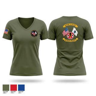 Womens Short Sleeve Vneck Shirt, HHC 151st RSG, Army, Teamtime, Team time, sublimation, custom sports apparel, team uniforms, spirit wear, spiritwear, sports uniforms, custom shirts, team store, custom team store, fundraiser sports, apparel fundraiser
