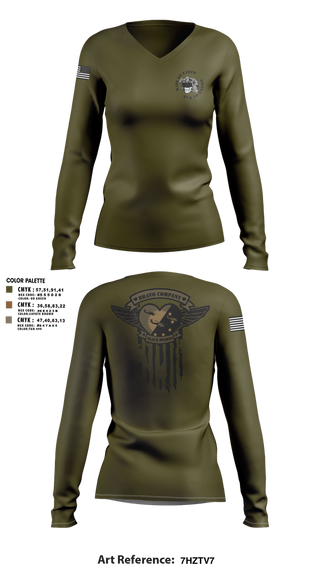 Womens Long Sleeve Vneck Shirt, B/4-3 Assault Helicopter Battalion, , Teamtime, Team time, sublimation, custom sports apparel, team uniforms, spirit wear, spiritwear, sports uniforms, custom shirts, team store, custom team store, fundraiser sports, apparel fundraiser