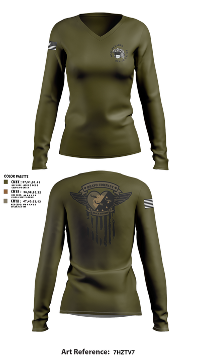 B/4-3 Assault Helicopter Battalion 71849339 Women's Long Sleeve V-neck Shirt - 1