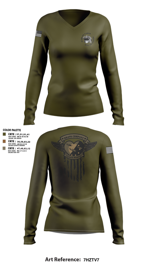 Womens Long Sleeve Vneck Shirt, B/4-3 Assault Helicopter Battalion, , Teamtime, Team time, sublimation, custom sports apparel, team uniforms, spirit wear, spiritwear, sports uniforms, custom shirts, team store, custom team store, fundraiser sports, apparel fundraiser
