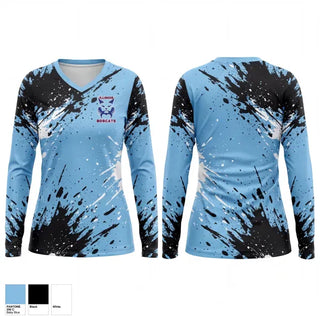 Womens Long Sleeve Vneck Shirt, Illinois Bobcats, Men's Basketball, Teamtime, Team time, sublimation, custom sports apparel, team uniforms, spirit wear, spiritwear, sports uniforms, custom shirts, team store, custom team store, fundraiser sports, apparel fundraiser