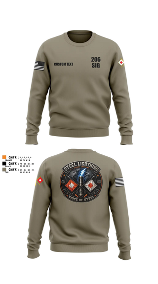 Crew Neck Sweatshirt, 206 Steel Lightning, Army, Teamtime, Team time, sublimation, custom sports apparel, team uniforms, spirit wear, spiritwear, sports uniforms, custom shirts, team store, custom team store, fundraiser sports, apparel fundraiser