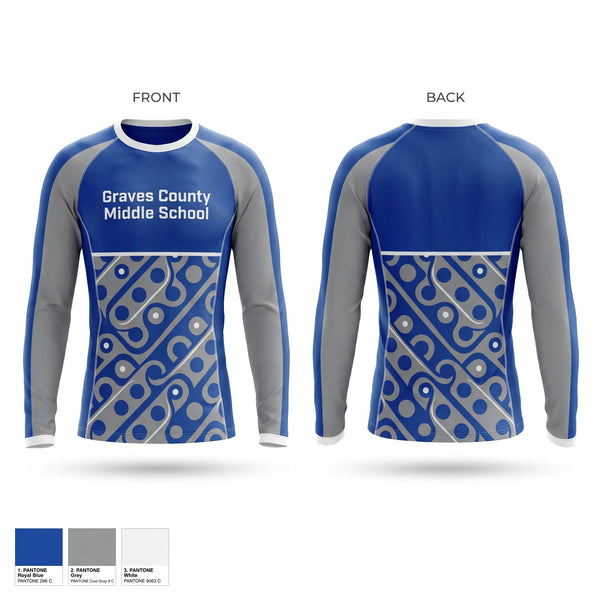 Long Sleeve Performance Shirt, Graves County Middle School, Cheer, Teamtime, Team time, sublimation, custom sports apparel, team uniforms, spirit wear, spiritwear, sports uniforms, custom shirts, team store, custom team store, fundraiser sports, apparel fundraiser