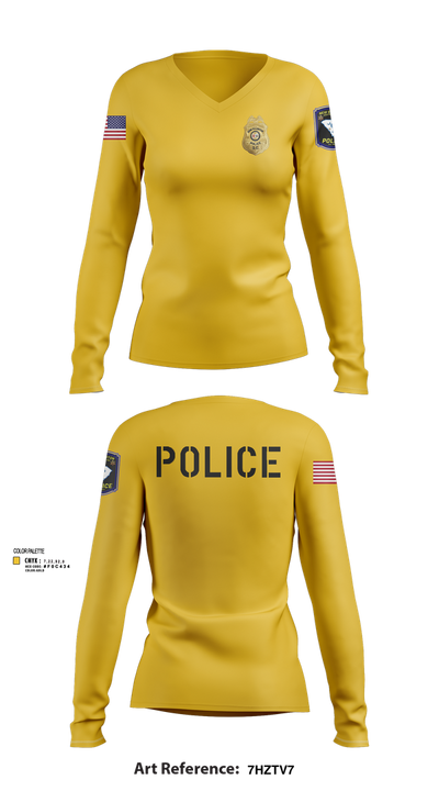 New Ellenton Police Department 612730 Women's Long Sleeve V-neck Shirt - 2