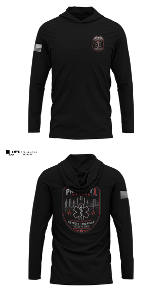 Long Sleeve hooded sunshirt, Priority 1 Rescue, EMS/EMT, Teamtime, Team time, sublimation, custom sports apparel, team uniforms, spirit wear, spiritwear, sports uniforms, custom shirts, team store, custom team store, fundraiser sports, apparel fundraiser