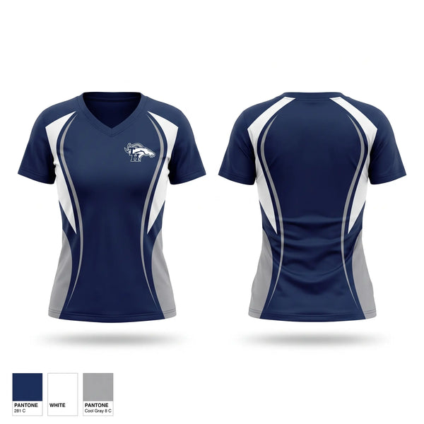 Womens Short Sleeve Vneck Shirt, Mustangs, , Teamtime, Team time, sublimation, custom sports apparel, team uniforms, spirit wear, spiritwear, sports uniforms, custom shirts, team store, custom team store, fundraiser sports, apparel fundraiser