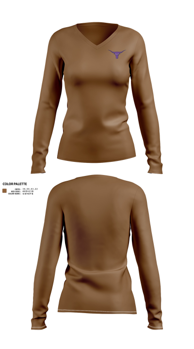 Longhorns Women's Long Sleeve V-neck Shirt - 21