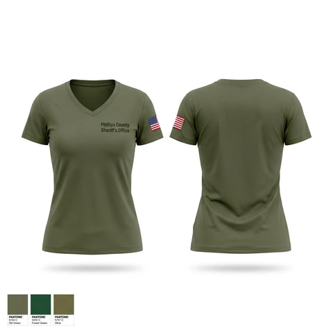 Womens Short Sleeve Vneck Shirt, Phillips County Sheriff's Office, Police, Teamtime, Team time, sublimation, custom sports apparel, team uniforms, spirit wear, spiritwear, sports uniforms, custom shirts, team store, custom team store, fundraiser sports, apparel fundraiser