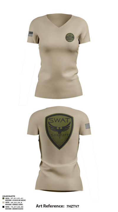 SWAT 37842893 Women's Short Sleeve V-neck Shirt - 5