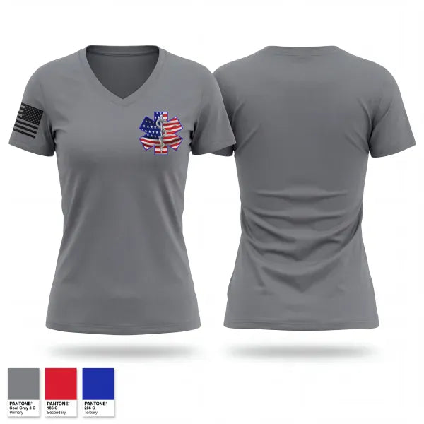 Womens Short Sleeve Vneck Shirt, Southern Ambulance Transport, EMS/EMT, Teamtime, Team time, sublimation, custom sports apparel, team uniforms, spirit wear, spiritwear, sports uniforms, custom shirts, team store, custom team store, fundraiser sports, apparel fundraiser