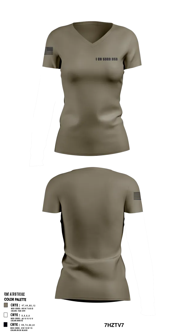 Womens Short Sleeve Vneck Shirt, I Co 53rd BSB, National Guard, Teamtime, Team time, sublimation, custom sports apparel, team uniforms, spirit wear, spiritwear, sports uniforms, custom shirts, team store, custom team store, fundraiser sports, apparel fundraiser