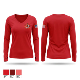 Womens Long Sleeve Vneck Shirt, Kaukauna Professional Firefighters Local 1594, Fire Department, Teamtime, Team time, sublimation, custom sports apparel, team uniforms, spirit wear, spiritwear, sports uniforms, custom shirts, team store, custom team store, fundraiser sports, apparel fundraiser