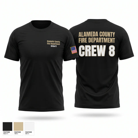 Old School Cotton Feel Shirt, Alameda County Fire Department Crew 8, Fire Department, Teamtime, Team time, sublimation, custom sports apparel, team uniforms, spirit wear, spiritwear, sports uniforms, custom shirts, team store, custom team store, fundraiser sports, apparel fundraiser