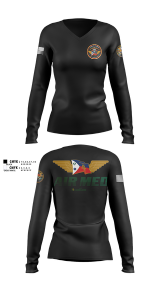 Womens Long Sleeve Vneck Shirt, Air Med 5, EMS/EMT, Teamtime, Team time, sublimation, custom sports apparel, team uniforms, spirit wear, spiritwear, sports uniforms, custom shirts, team store, custom team store, fundraiser sports, apparel fundraiser