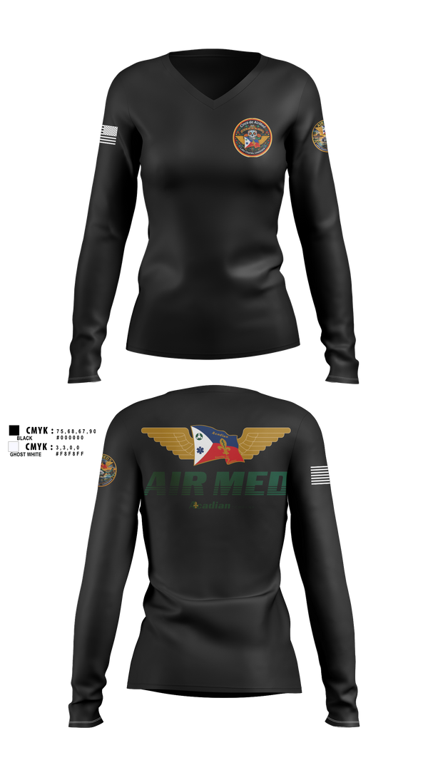 Womens Long Sleeve Vneck Shirt, Air Med 5, EMS/EMT, Teamtime, Team time, sublimation, custom sports apparel, team uniforms, spirit wear, spiritwear, sports uniforms, custom shirts, team store, custom team store, fundraiser sports, apparel fundraiser