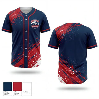 Full Button Baseball Jersey, Owensboro Bombers, Baseball, Teamtime, Team time, sublimation, custom sports apparel, team uniforms, spirit wear, spiritwear, sports uniforms, custom shirts, team store, custom team store, fundraiser sports, apparel fundraiser