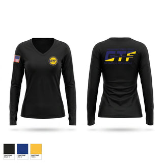 Womens Long Sleeve Vneck Shirt, Delaware GTF, Police, Teamtime, Team time, sublimation, custom sports apparel, team uniforms, spirit wear, spiritwear, sports uniforms, custom shirts, team store, custom team store, fundraiser sports, apparel fundraiser