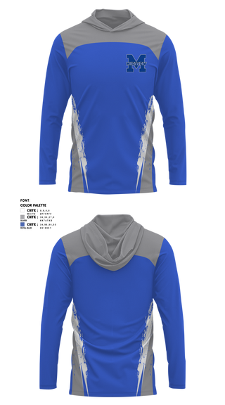 Long Sleeve Hooded Sun Shirt, Midview Middies, Cheer, Teamtime, Team time, sublimation, custom sports apparel, team uniforms, spirit wear, spiritwear, sports uniforms, custom shirts, team store, custom team store, fundraiser sports, apparel fundraiser
