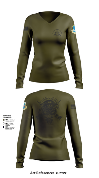Womens Long Sleeve Vneck Shirt, 380th Security Police Squadron, , Teamtime, Team time, sublimation, custom sports apparel, team uniforms, spirit wear, spiritwear, sports uniforms, custom shirts, team store, custom team store, fundraiser sports, apparel fundraiser