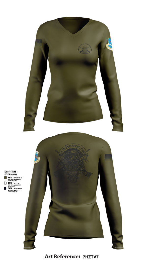 Womens Long Sleeve Vneck Shirt, 380th Security Police Squadron, , Teamtime, Team time, sublimation, custom sports apparel, team uniforms, spirit wear, spiritwear, sports uniforms, custom shirts, team store, custom team store, fundraiser sports, apparel fundraiser