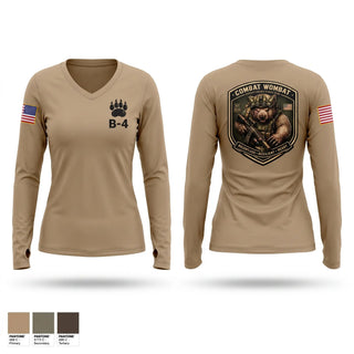 Womens Long Sleeve Vneck Shirt, B-4, Army, Teamtime, Team time, sublimation, custom sports apparel, team uniforms, spirit wear, spiritwear, sports uniforms, custom shirts, team store, custom team store, fundraiser sports, apparel fundraiser