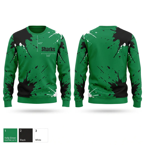 Crew Neck Sweatshirt, Sharks, Men's Soccer, Teamtime, Team time, sublimation, custom sports apparel, team uniforms, spirit wear, spiritwear, sports uniforms, custom shirts, team store, custom team store, fundraiser sports, apparel fundraiser