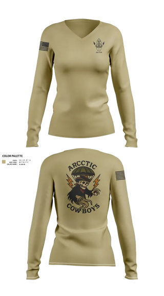 Womens Long Sleeve Vneck Shirt, 301, Army, Teamtime, Team time, sublimation, custom sports apparel, team uniforms, spirit wear, spiritwear, sports uniforms, custom shirts, team store, custom team store, fundraiser sports, apparel fundraiser