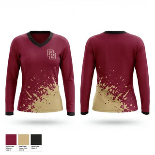 Womens Long Sleeve Vneck Shirt, Doss High School Track & Field, Track & Field, Teamtime, Team time, sublimation, custom sports apparel, team uniforms, spirit wear, spiritwear, sports uniforms, custom shirts, team store, custom team store, fundraiser sports, apparel fundraiser