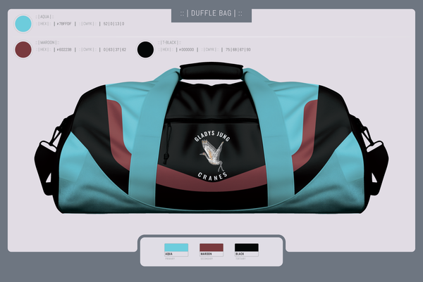 Duffle Bag, Cranes, Spirit Store, Teamtime, Team time, sublimation, custom sports apparel, team uniforms, spirit wear, spiritwear, sports uniforms, custom shirts, team store, custom team store, fundraiser sports, apparel fundraiser