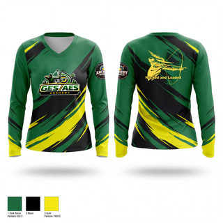 Womens Long Sleeve Vneck Shirt, GES / AES ARCHERY, E-Sports, Teamtime, Team time, sublimation, custom sports apparel, team uniforms, spirit wear, spiritwear, sports uniforms, custom shirts, team store, custom team store, fundraiser sports, apparel fundraiser