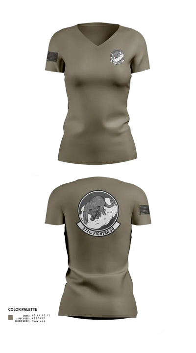 377 Fighter Generation Squadron 46275974 Women's Short Sleeve V-neck Shirt - 21